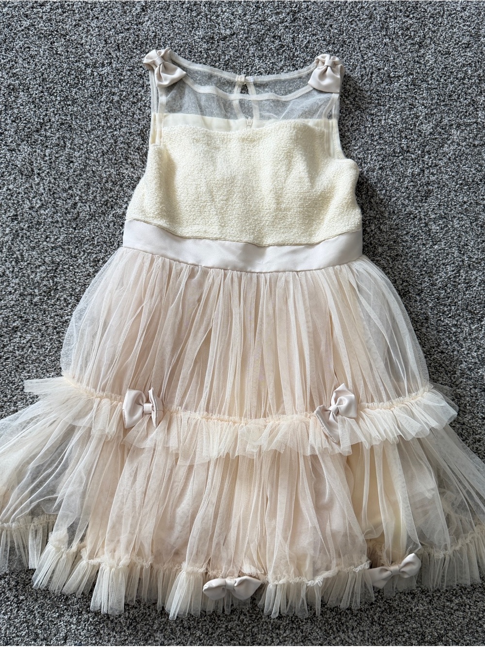 Harajuku Lovers Cream Layered Tulle Dress with Bows - size 10
